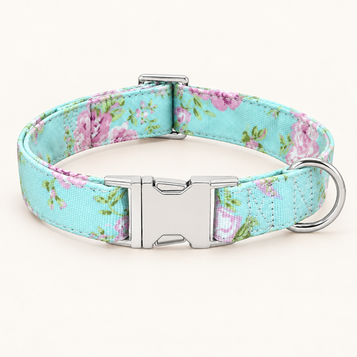 Collier floral pour chien — finition argentée