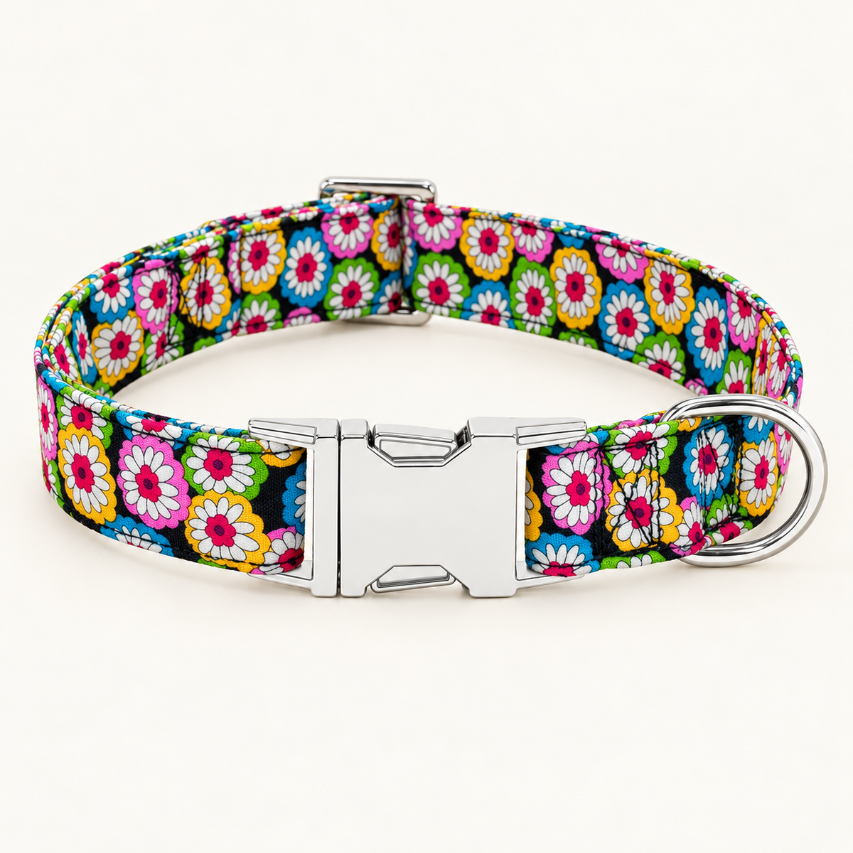 Collier floral pour chien — finition argentée