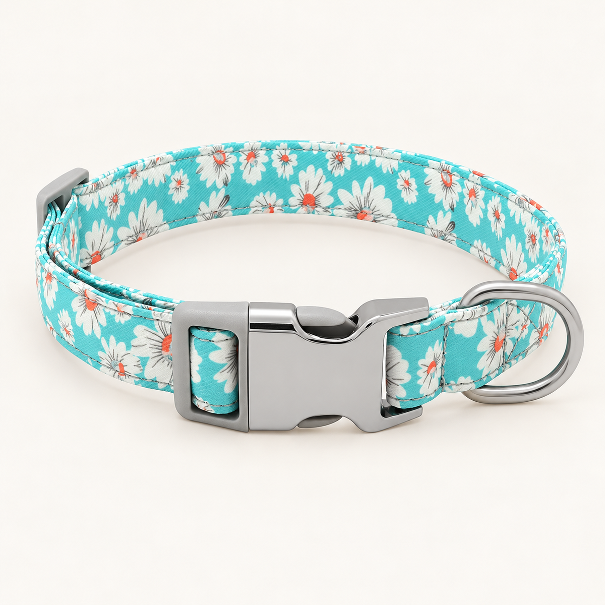 Collier floral pour chien — finition argentée