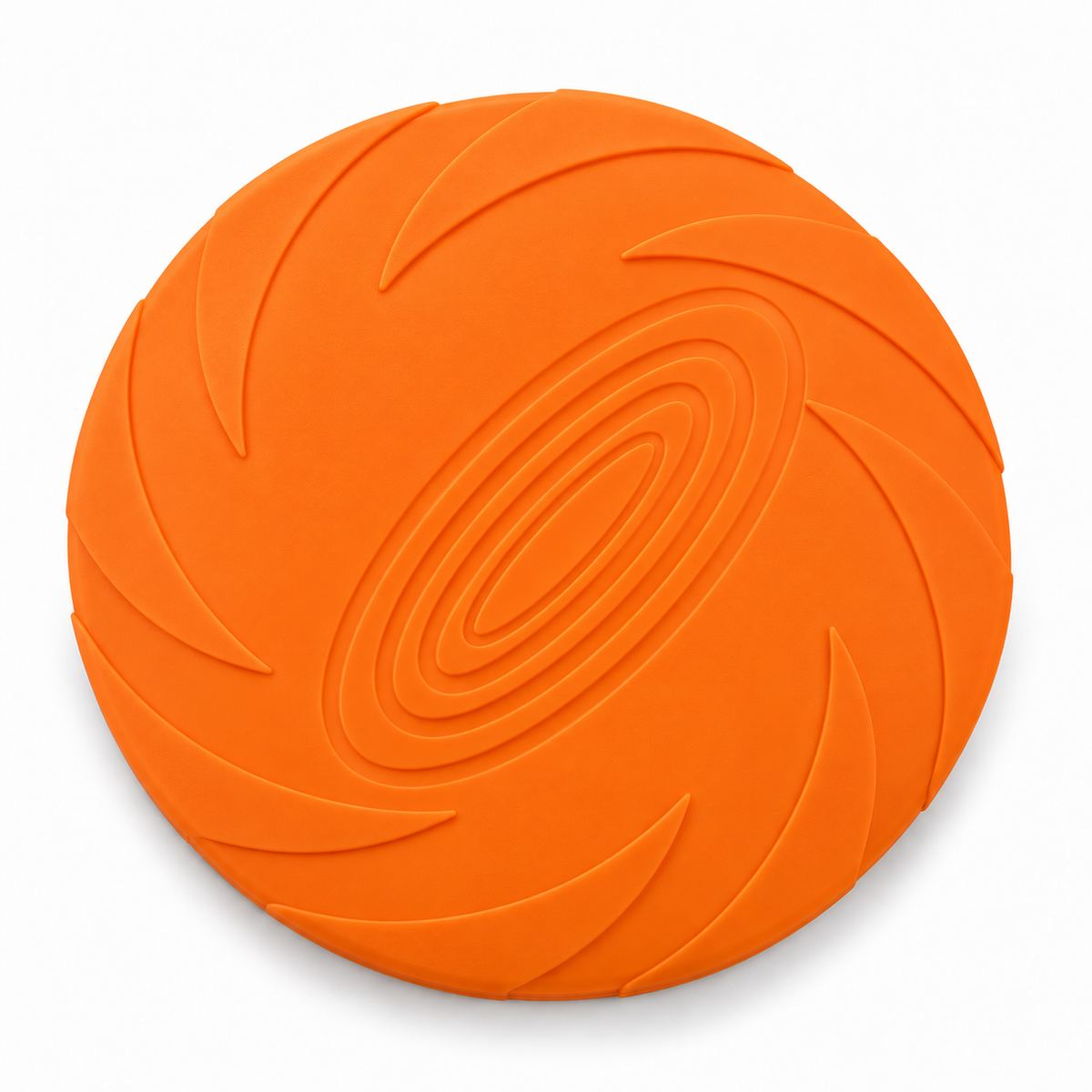 Frisbee souple pour chien orange sur fond blanc