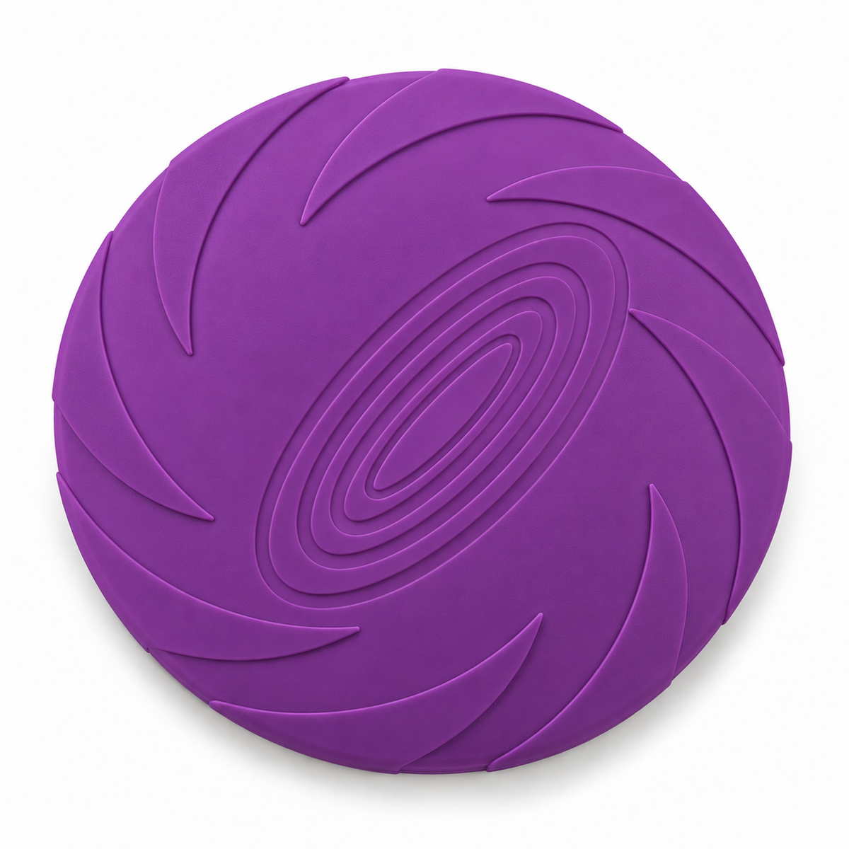Frisbee souple pour chien violet sur fond blanc